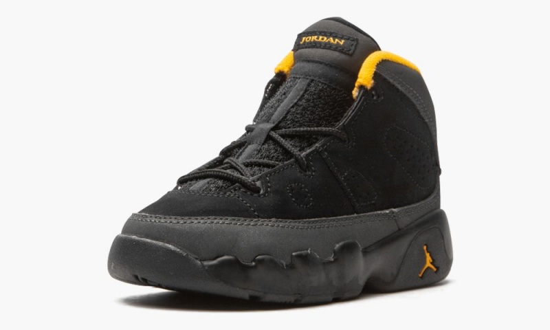 Nike Air Jordan 9 Retro TD 'University Gold' Schoenen Kinderen Zwart Donkergrijs Nederland | 895621-YRT