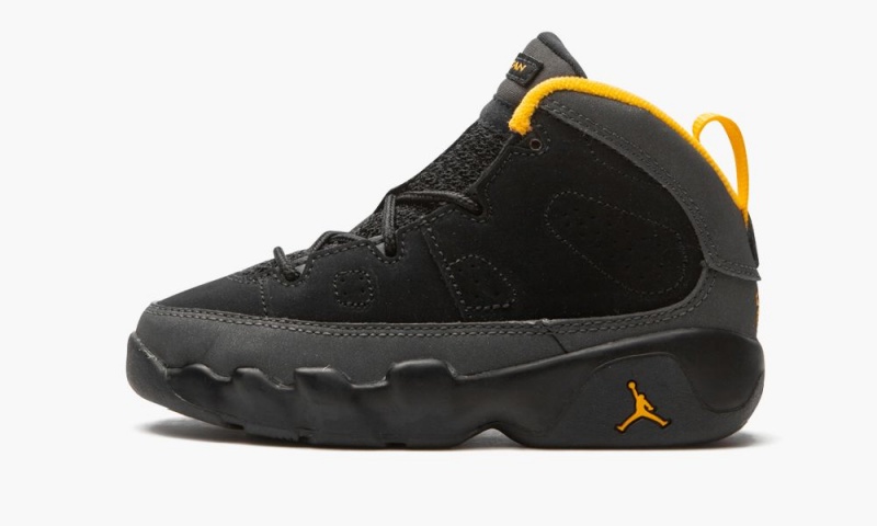 Nike Air Jordan 9 Retro TD \'University Gold\' Schoenen Kinderen Zwart Donkergrijs Nederland | 895621-YRT
