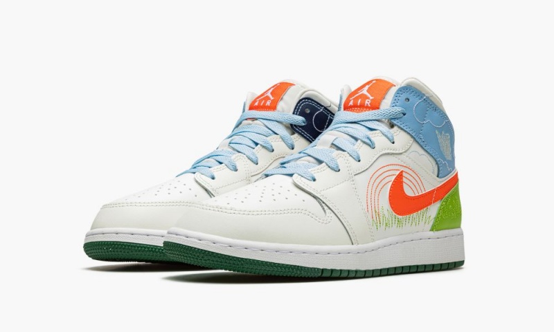 Nike Air Jordan MID SE (GS) Schoenen Kinderen Wit Blauw Oranje Nederland | 671083-ANT