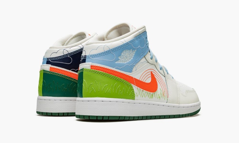 Nike Air Jordan MID SE (GS) Schoenen Kinderen Wit Blauw Oranje Nederland | 671083-ANT