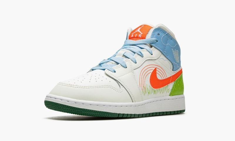 Nike Air Jordan MID SE (GS) Schoenen Kinderen Wit Blauw Oranje Nederland | 671083-ANT
