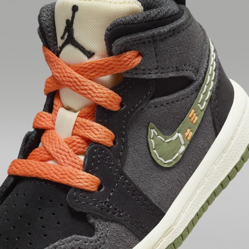 Nike Jordan 1 Mid SE Craft Schoenen Kinderen Donkergrijs Zwart Blauw Lichtolijfgroen Nederland | 831294-ZGC