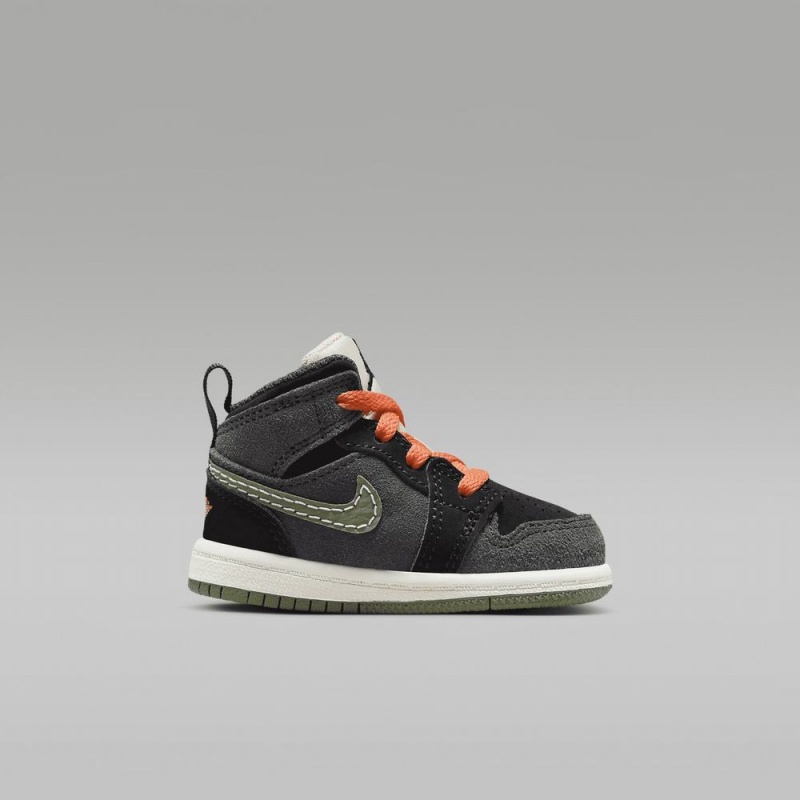 Nike Jordan 1 Mid SE Craft Schoenen Kinderen Donkergrijs Zwart Blauw Lichtolijfgroen Nederland | 831294-ZGC