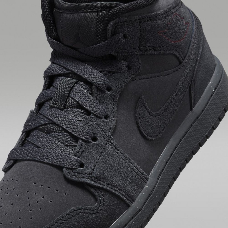 Nike Jordan 1 Mid SE Craft Schoenen Kinderen Donkergrijs Rood Zwart Nederland | 173642-JXC