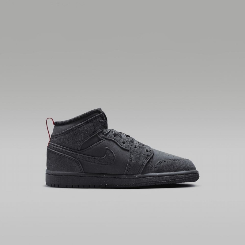 Nike Jordan 1 Mid SE Craft Schoenen Kinderen Donkergrijs Rood Zwart Nederland | 173642-JXC