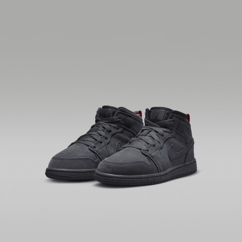 Nike Jordan 1 Mid SE Craft Schoenen Kinderen Donkergrijs Rood Zwart Nederland | 173642-JXC