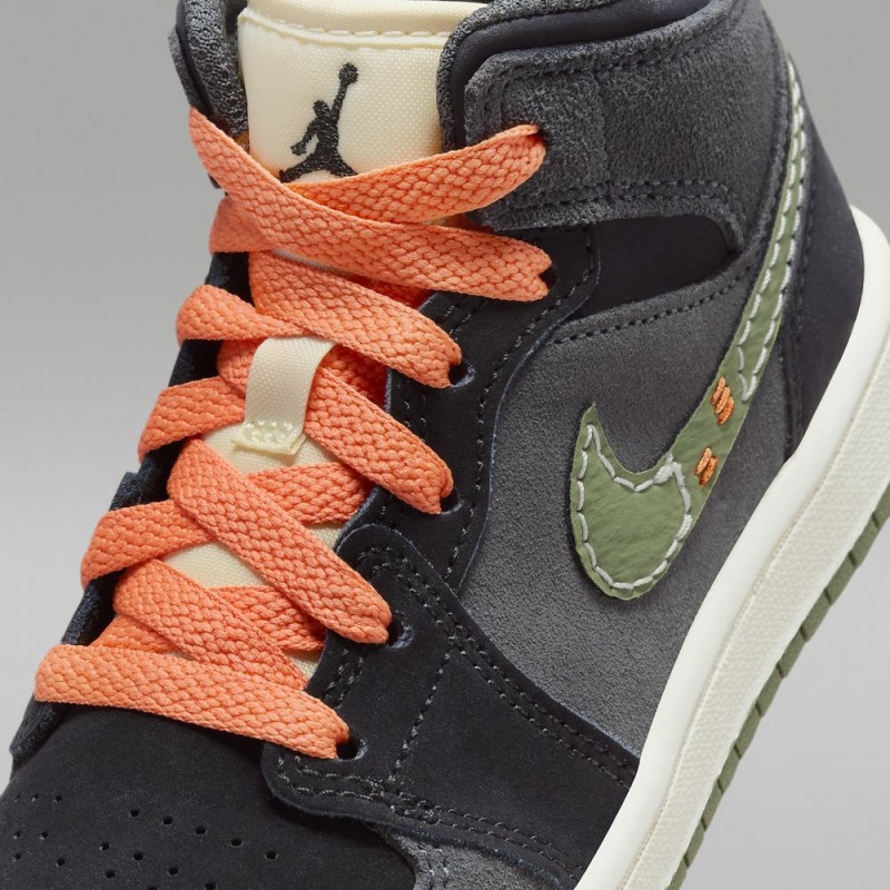 Nike Jordan 1 Mid SE Craft Schoenen Kinderen Donkergrijs Oranje Nederland | 428650-SDV