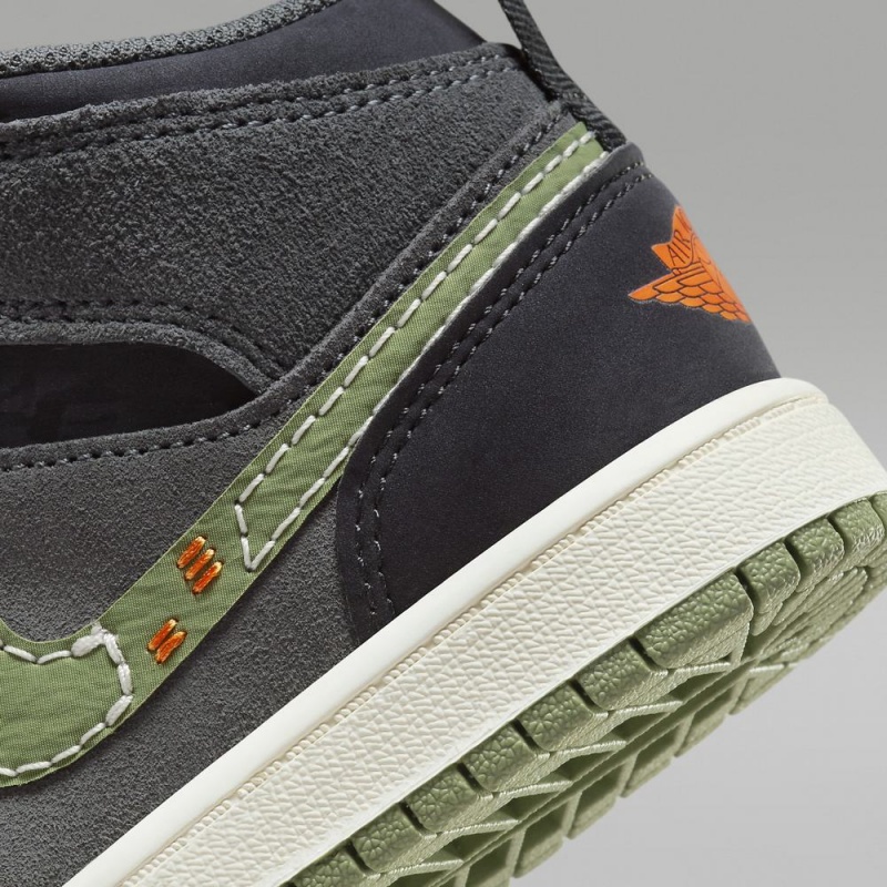Nike Jordan 1 Mid SE Craft Schoenen Kinderen Donkergrijs Oranje Nederland | 428650-SDV