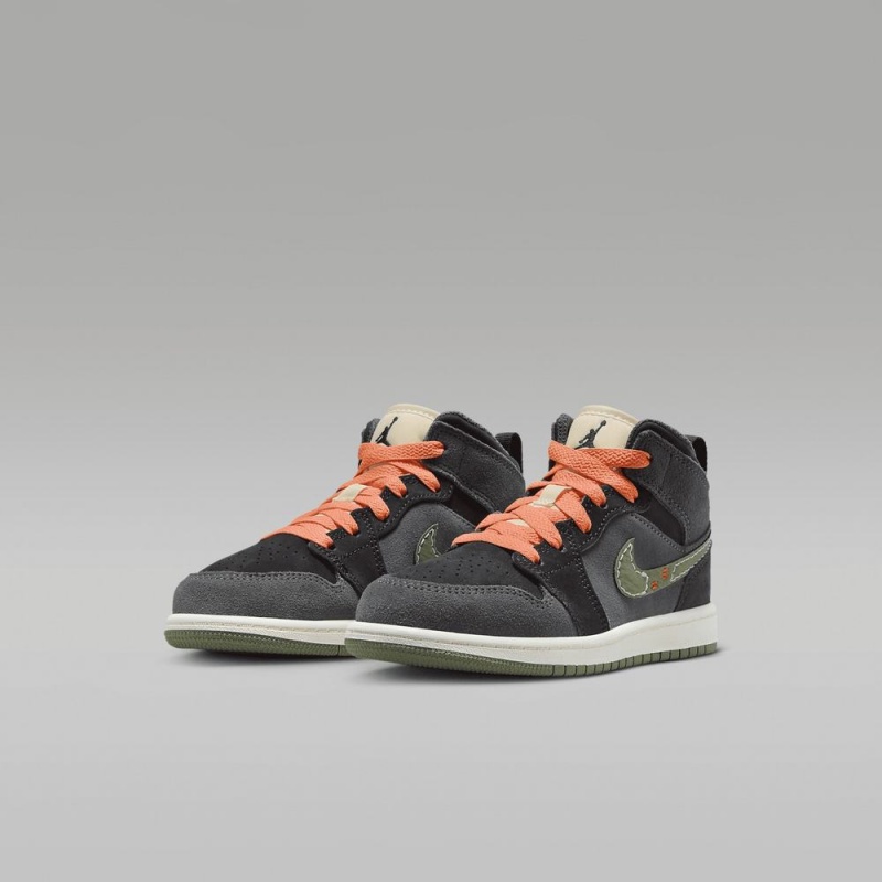 Nike Jordan 1 Mid SE Craft Schoenen Kinderen Donkergrijs Oranje Nederland | 428650-SDV
