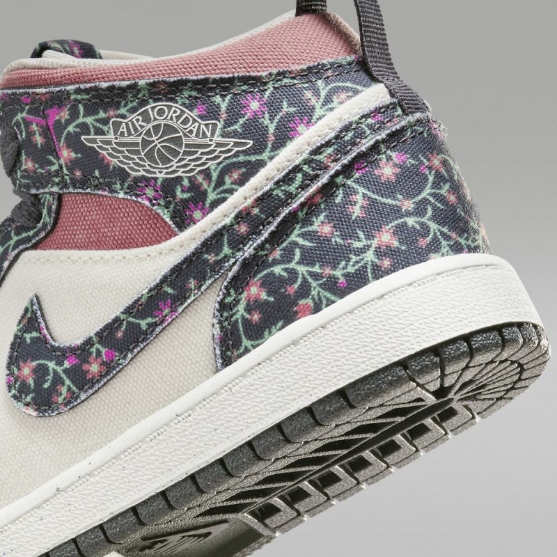 Nike Jordan 1 Mid SE Schoenen Kinderen Bloemen Wit Roze Nederland | 958217-GFC