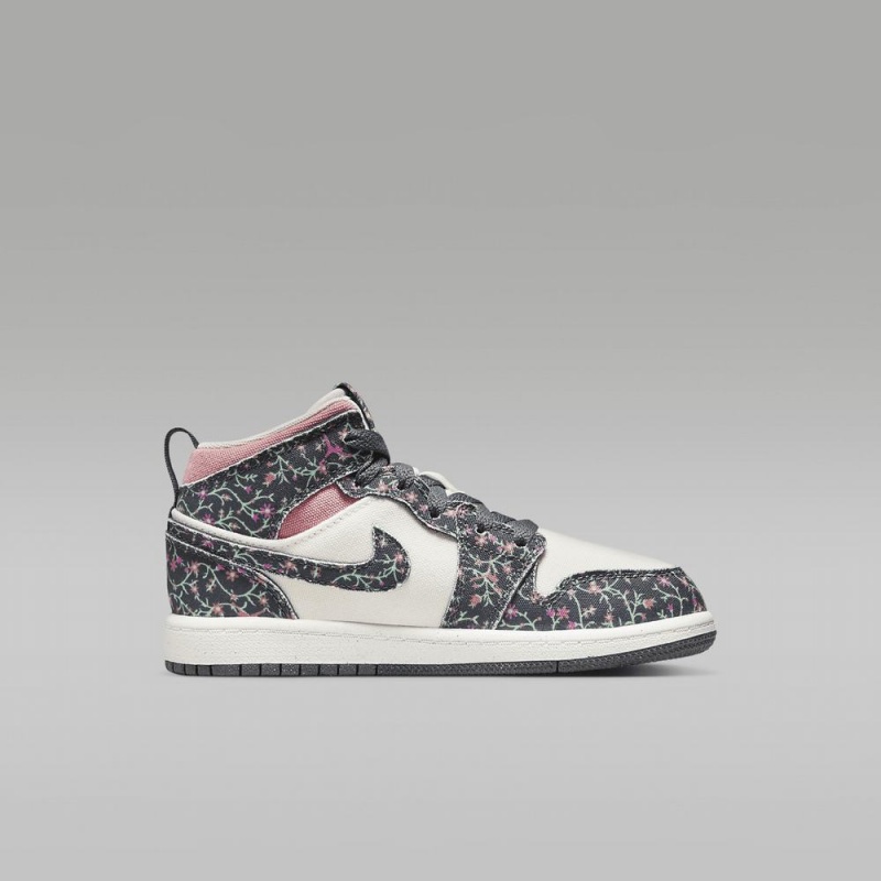 Nike Jordan 1 Mid SE Schoenen Kinderen Bloemen Wit Roze Nederland | 958217-GFC