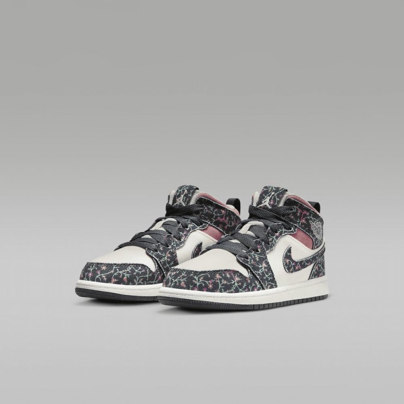 Nike Jordan 1 Mid SE Schoenen Kinderen Bloemen Wit Roze Nederland | 958217-GFC