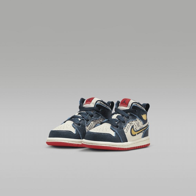Nike Jordan 1 Mid SE Schoenen Kinderen Blauw Wit Nederland | 986052-XJR