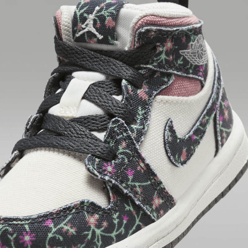 Nike Jordan 1 Mid SE Schoenen Kinderen Bloemen Wit Roze Nederland | 385024-XJH