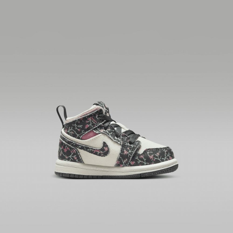 Nike Jordan 1 Mid SE Schoenen Kinderen Bloemen Wit Roze Nederland | 385024-XJH