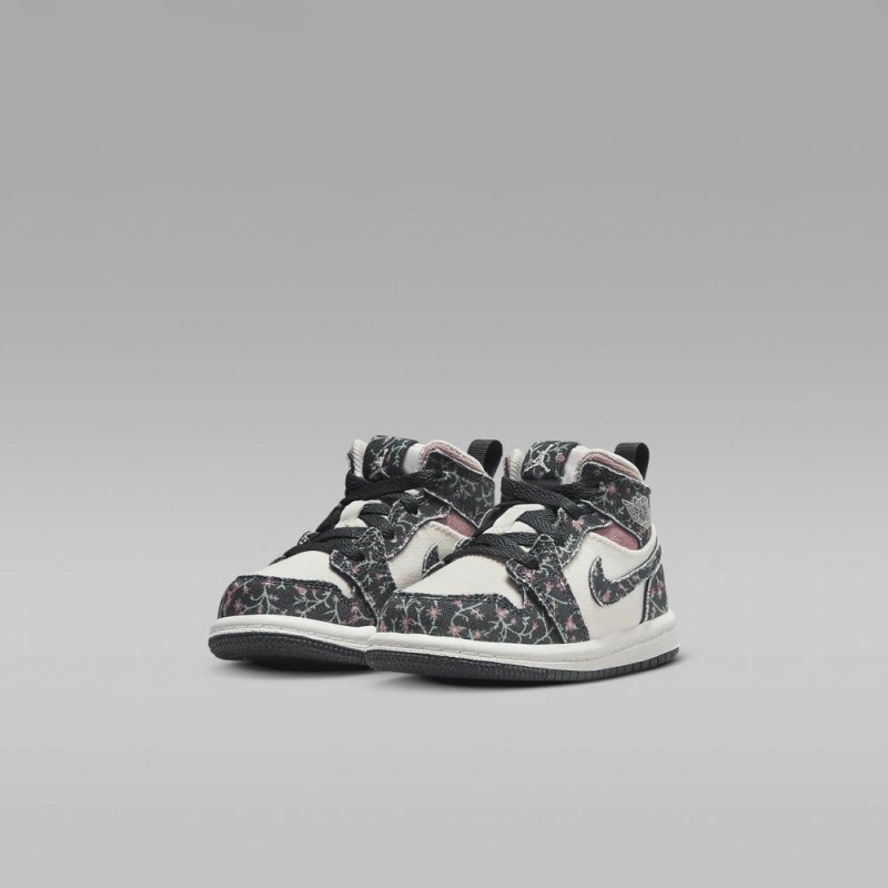 Nike Jordan 1 Mid SE Schoenen Kinderen Bloemen Wit Roze Nederland | 385024-XJH
