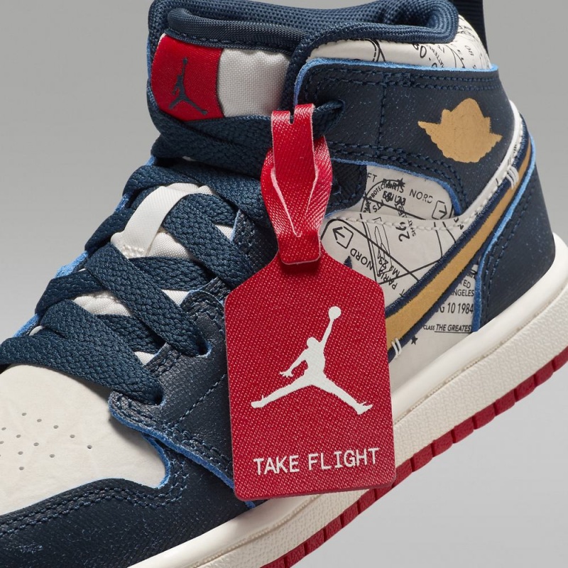 Nike Jordan 1 Mid SE Schoenen Kinderen Donkerblauw Wit Nederland | 729065-WJX