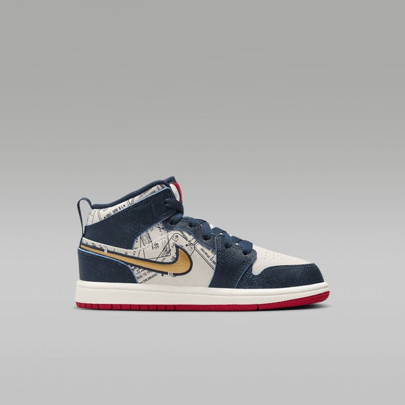 Nike Jordan 1 Mid SE Schoenen Kinderen Donkerblauw Wit Nederland | 729065-WJX
