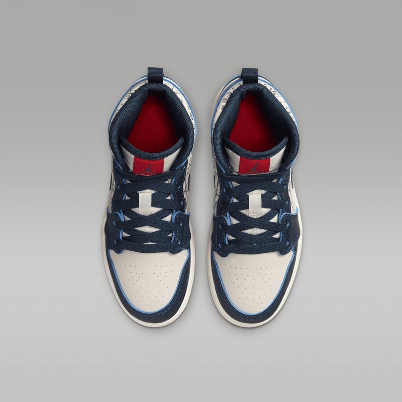 Nike Jordan 1 Mid SE Schoenen Kinderen Donkerblauw Wit Nederland | 729065-WJX