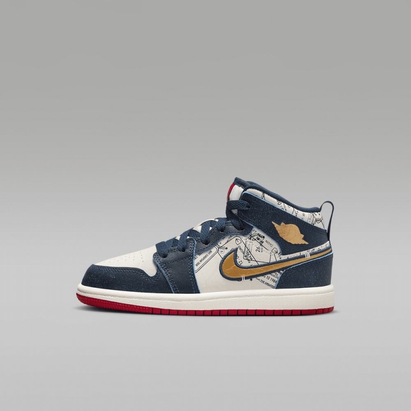 Nike Jordan 1 Mid SE Schoenen Kinderen Donkerblauw Wit Nederland | 729065-WJX