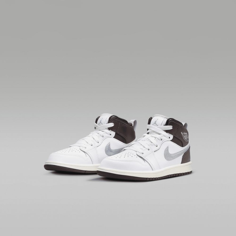 Nike Jordan 1 Mid SE Schoenen Kinderen Wit Chocola Nederland | 906275-FIY