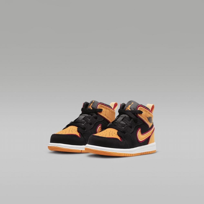 Nike Jordan 1 Mid SE Schoenen Kinderen Zwart Geel Nederland | 638074-KIQ