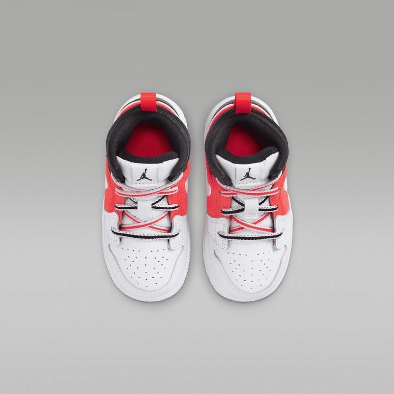 Nike Jordan 1 Mid SE Schoenen Kinderen Zwart Wit Rood Nederland | 739245-DRJ