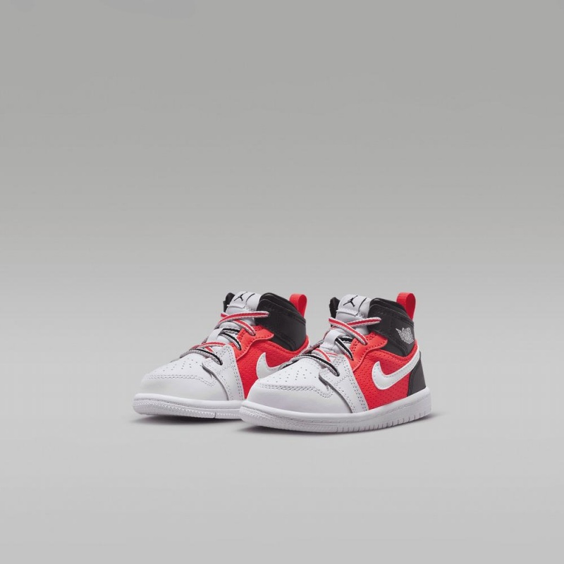 Nike Jordan 1 Mid SE Schoenen Kinderen Zwart Wit Rood Nederland | 739245-DRJ