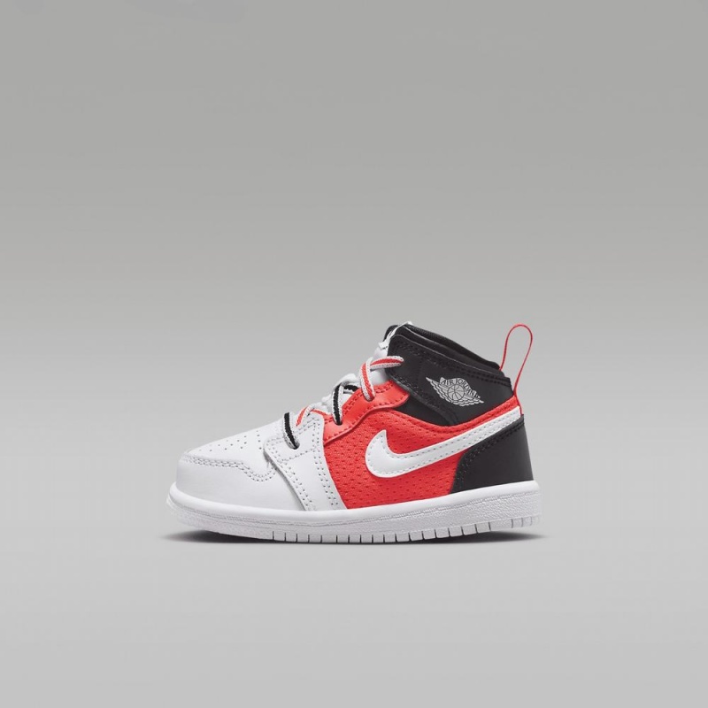 Nike Jordan 1 Mid SE Schoenen Kinderen Zwart Wit Rood Nederland | 739245-DRJ