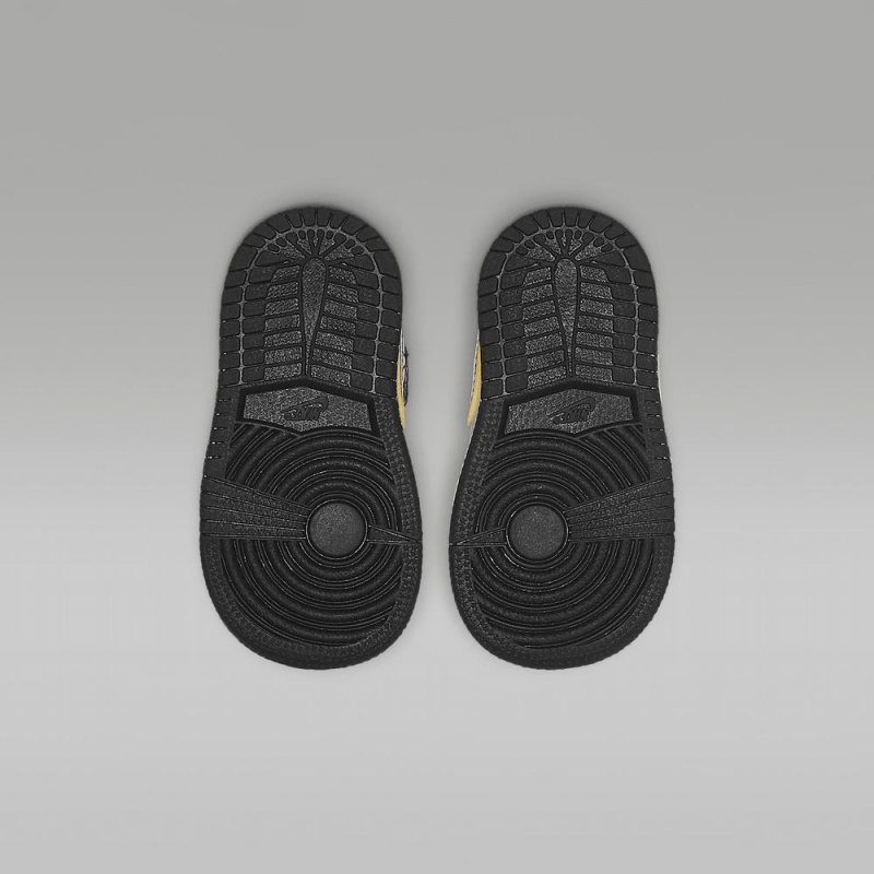 Nike Jordan 1 Mid SE Schoenen Kinderen Zwart Wit Metal Goud Nederland | 074813-CYS