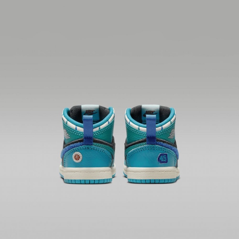 Nike Jordan 1 Mid SS Schoenen Kinderen Donkergrijs Turquoise Blauw Nederland | 520431-IME
