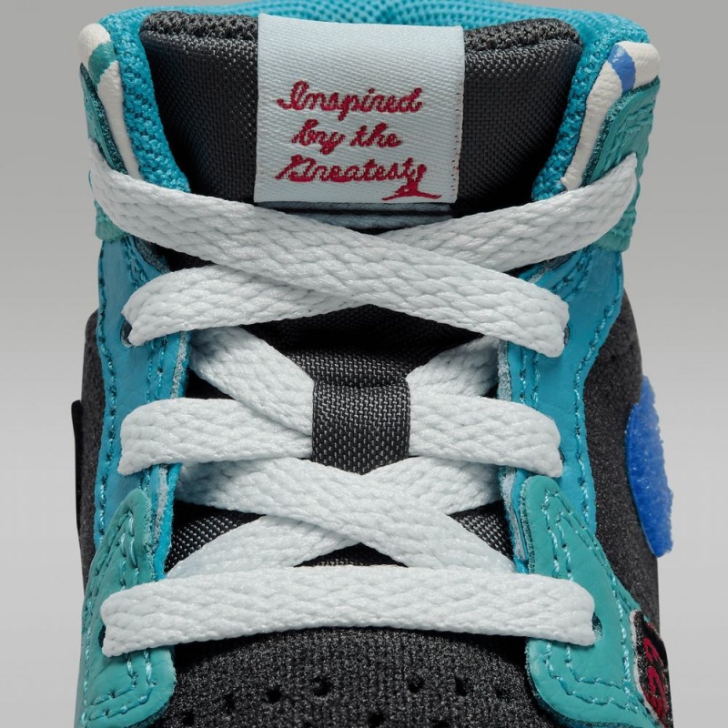 Nike Jordan 1 Mid SS Schoenen Kinderen Donkergrijs Turquoise Blauw Nederland | 520431-IME