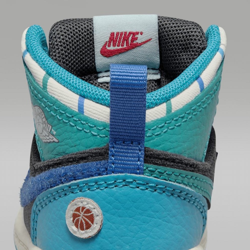Nike Jordan 1 Mid SS Schoenen Kinderen Donkergrijs Turquoise Blauw Nederland | 520431-IME