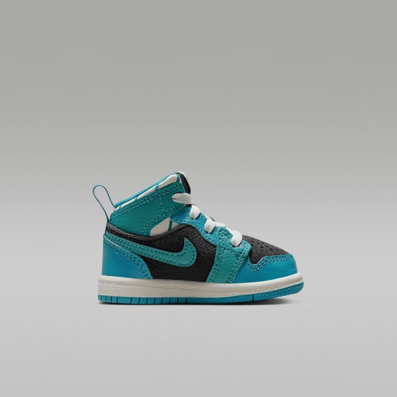 Nike Jordan 1 Mid SS Schoenen Kinderen Donkergrijs Turquoise Blauw Nederland | 520431-IME