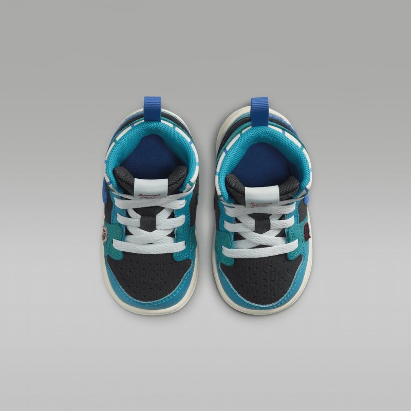 Nike Jordan 1 Mid SS Schoenen Kinderen Donkergrijs Turquoise Blauw Nederland | 520431-IME