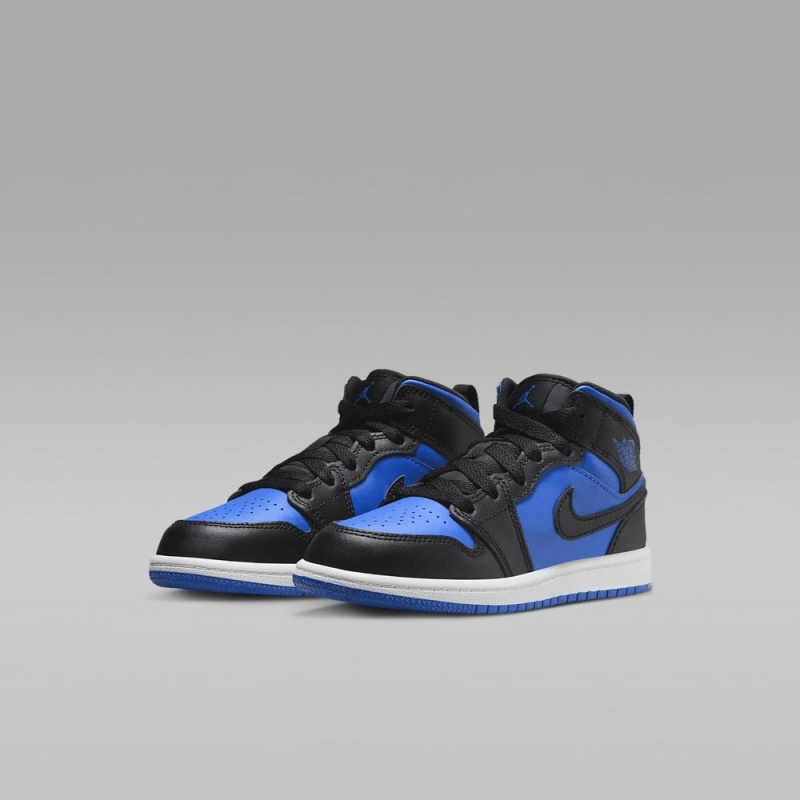 Nike Jordan 1 Mid Schoenen Kinderen Blauw Zwart Nederland | 471923-FVB