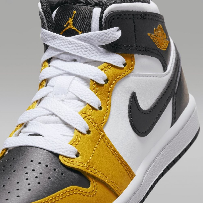 Nike Jordan 1 Mid Schoenen Kinderen Geel Zwart Wit Nederland | 429176-FJO