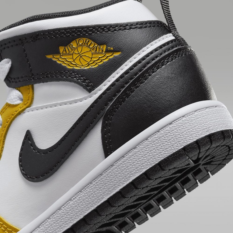 Nike Jordan 1 Mid Schoenen Kinderen Geel Zwart Wit Nederland | 429176-FJO