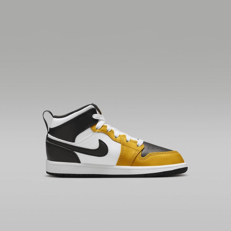 Nike Jordan 1 Mid Schoenen Kinderen Geel Zwart Wit Nederland | 429176-FJO