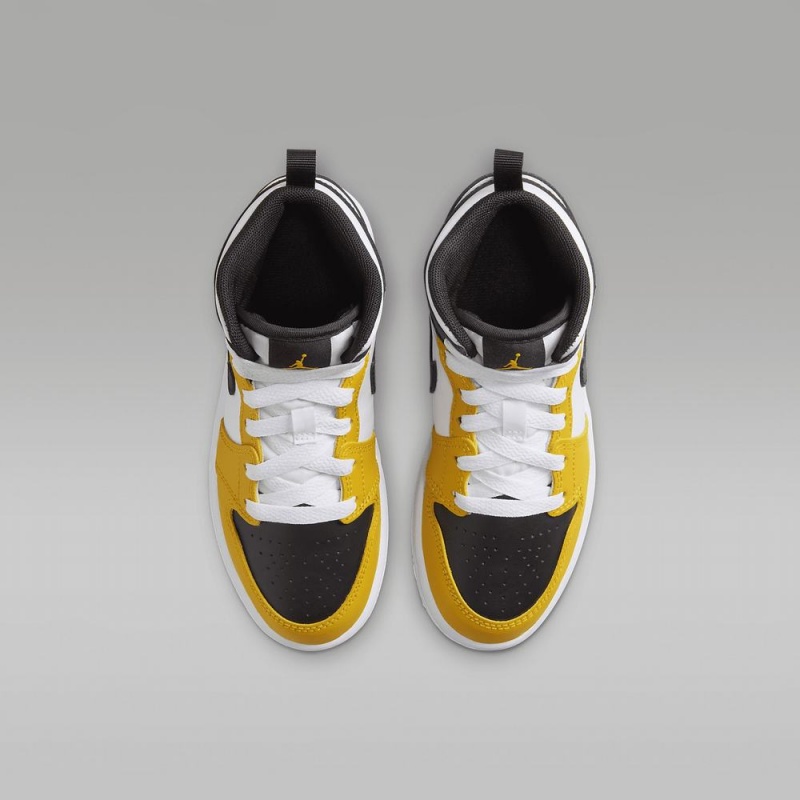 Nike Jordan 1 Mid Schoenen Kinderen Geel Zwart Wit Nederland | 429176-FJO