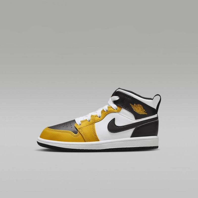 Nike Jordan 1 Mid Schoenen Kinderen Geel Zwart Wit Nederland | 429176-FJO