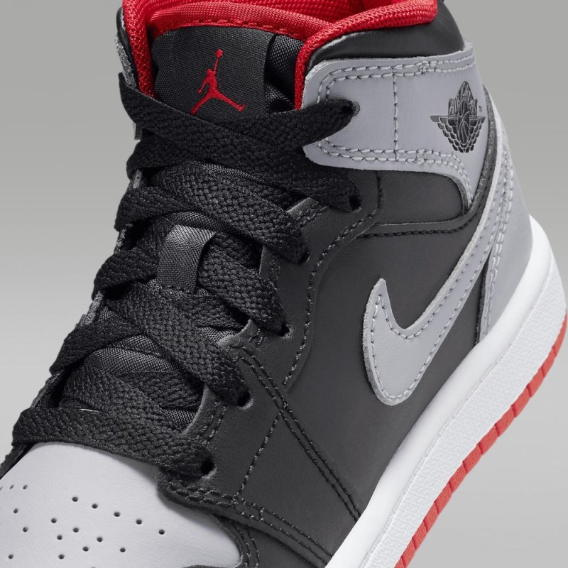 Nike Jordan 1 Mid Schoenen Kinderen Grijs Zwart Nederland | 572930-FPR