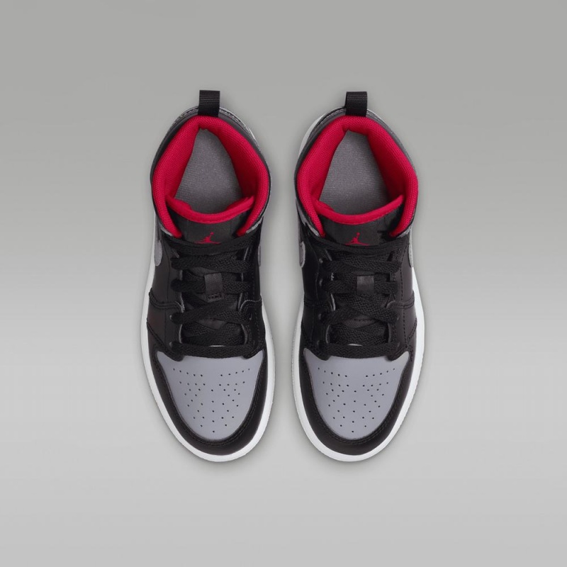 Nike Jordan 1 Mid Schoenen Kinderen Grijs Zwart Nederland | 572930-FPR