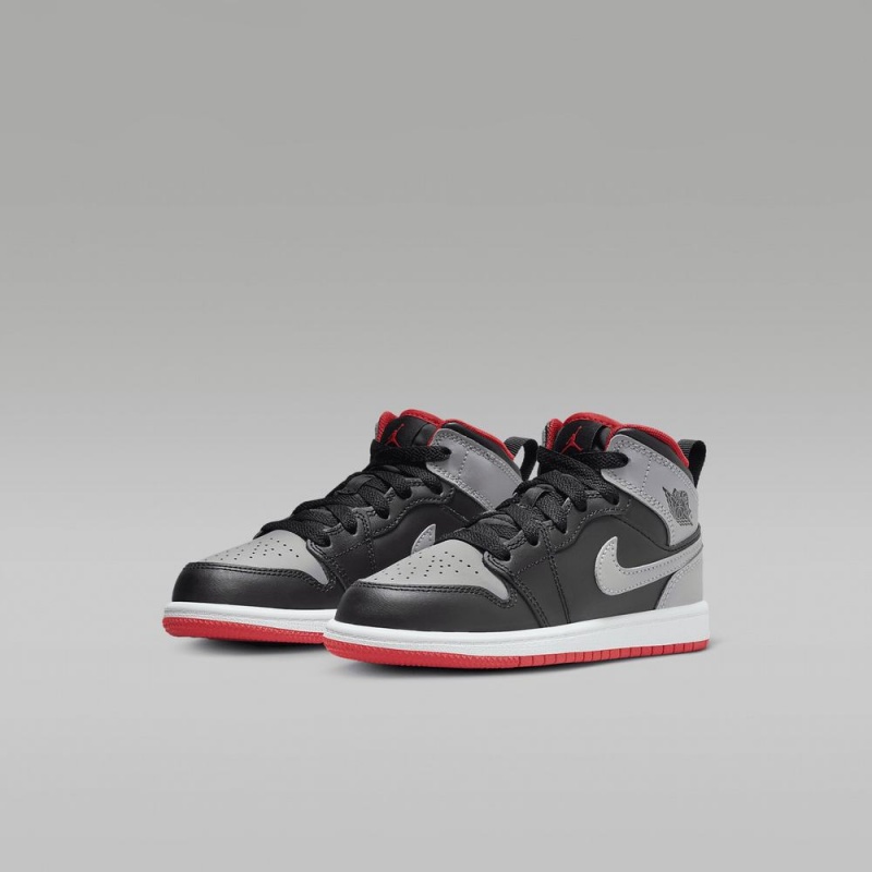 Nike Jordan 1 Mid Schoenen Kinderen Grijs Zwart Nederland | 572930-FPR