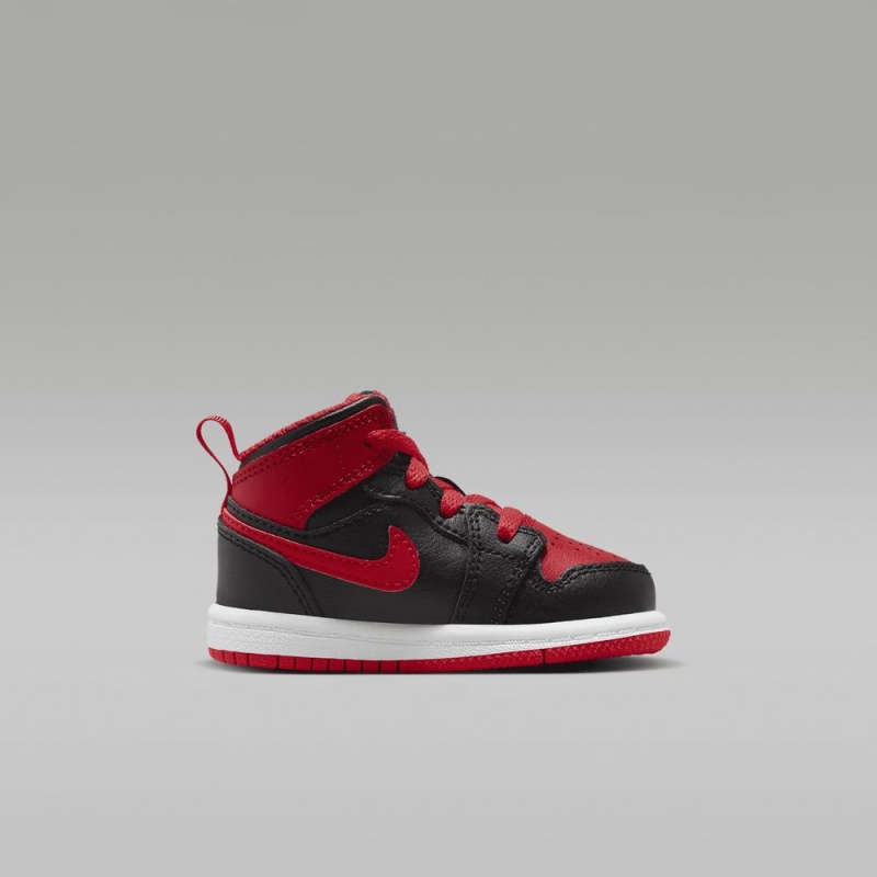 Nike Jordan 1 Mid Schoenen Kinderen Rood Zwart Nederland | 039258-DFH