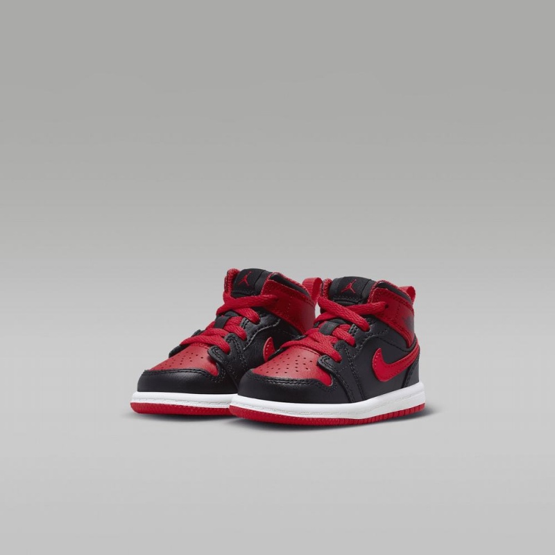 Nike Jordan 1 Mid Schoenen Kinderen Rood Zwart Nederland | 039258-DFH