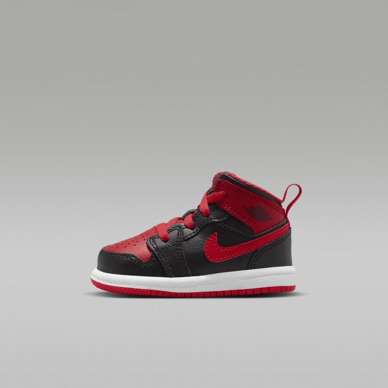 Nike Jordan 1 Mid Schoenen Kinderen Rood Zwart Nederland | 039258-DFH