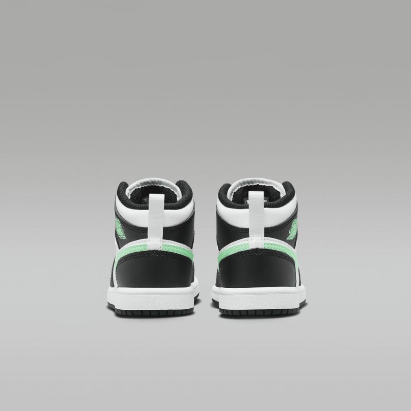 Nike Jordan 1 Mid Schoenen Kinderen Wit Zwart Groen Nederland | 725839-DTF