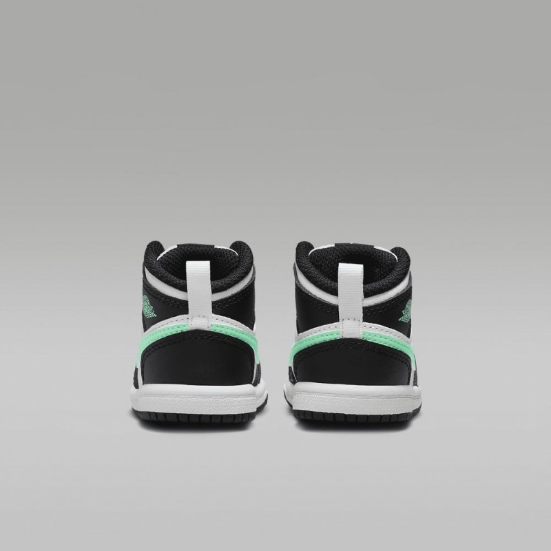 Nike Jordan 1 Mid Schoenen Kinderen Zwart Wit Groen Nederland | 053241-DMA