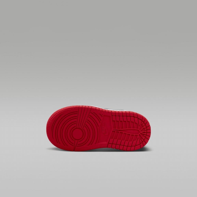 Nike Jordan 1 Mid Schoenen Kinderen Zwart Grijs Rood Nederland | 357104-BNJ
